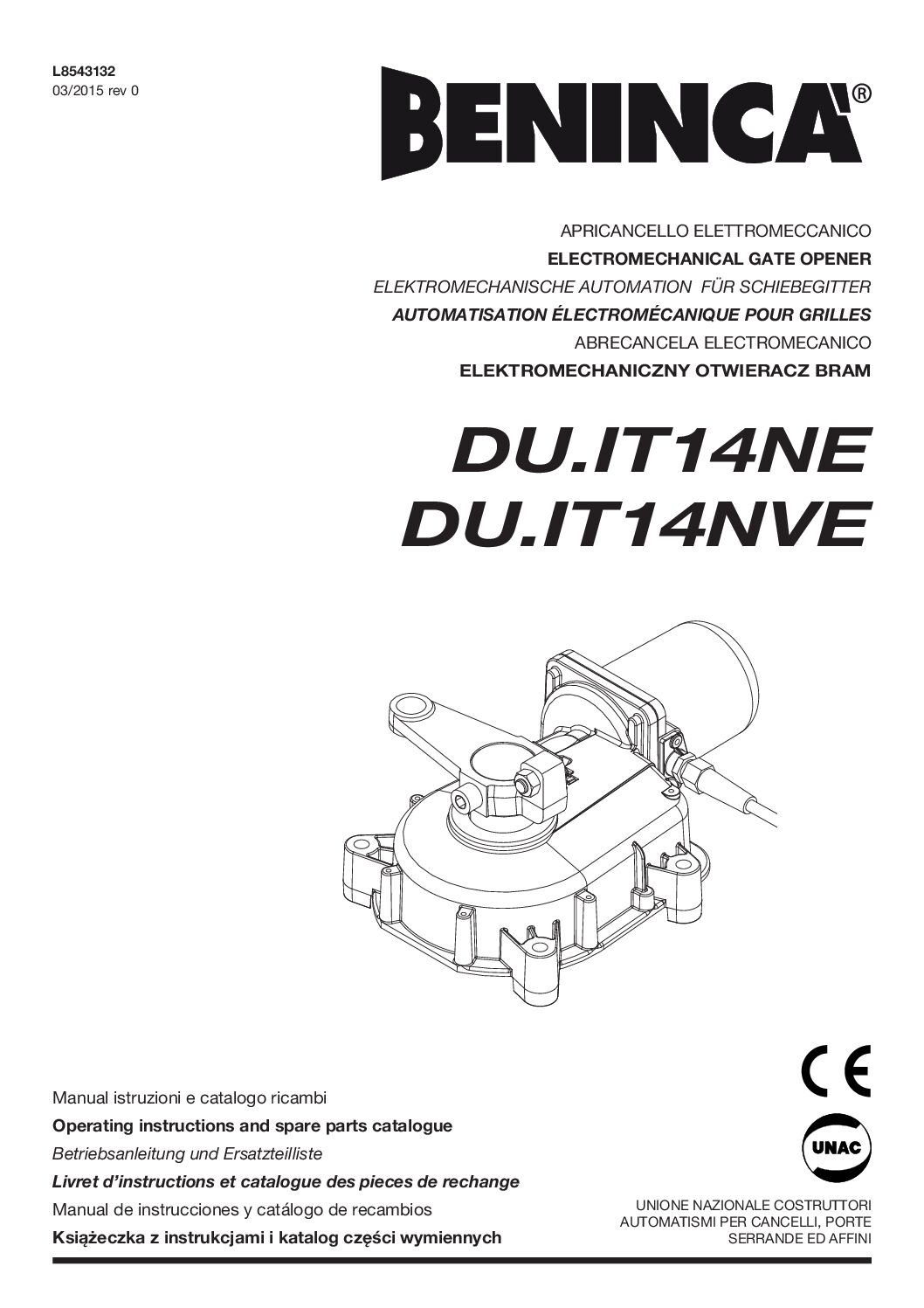 Beninca DU.IT14N Manual