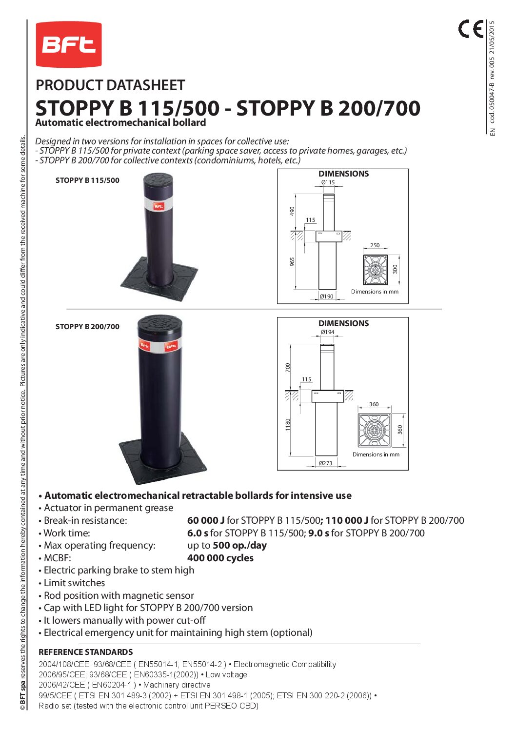 Stoppy B Rising Bollard Datasheet