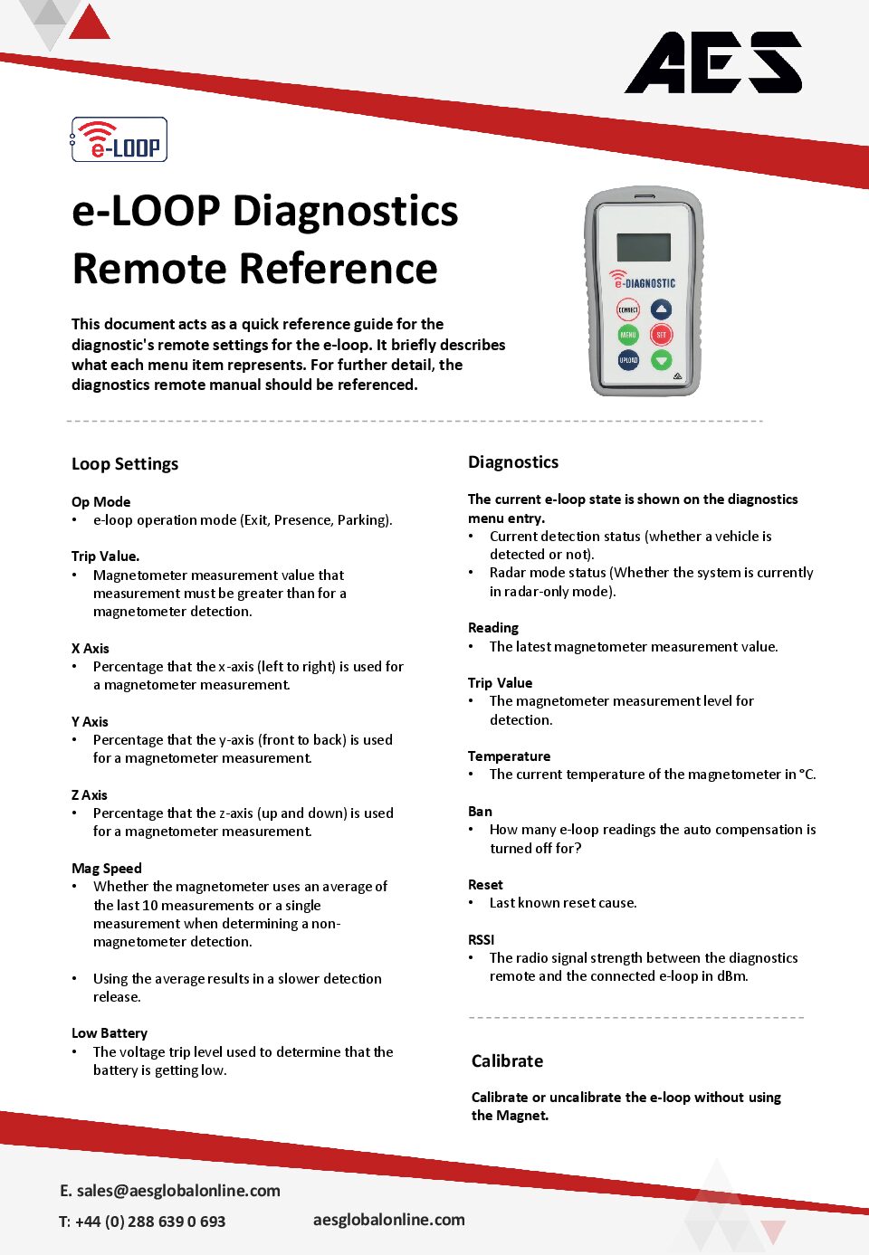 AES EDR00 Diagnostic settings
