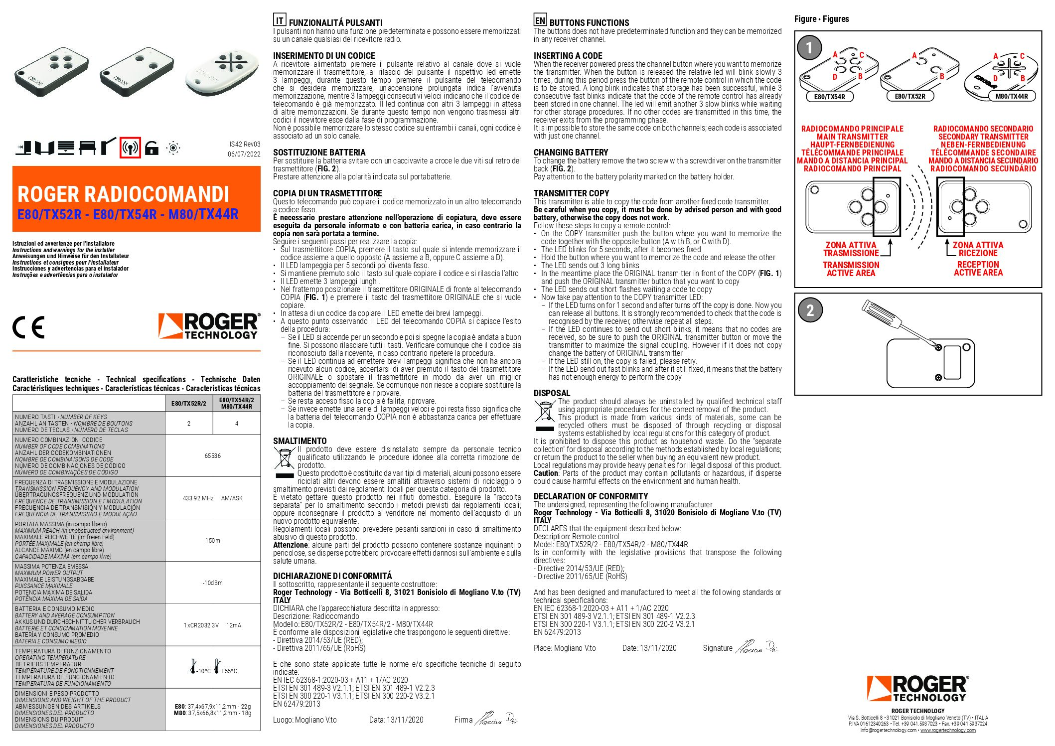 Roger E80 Manual