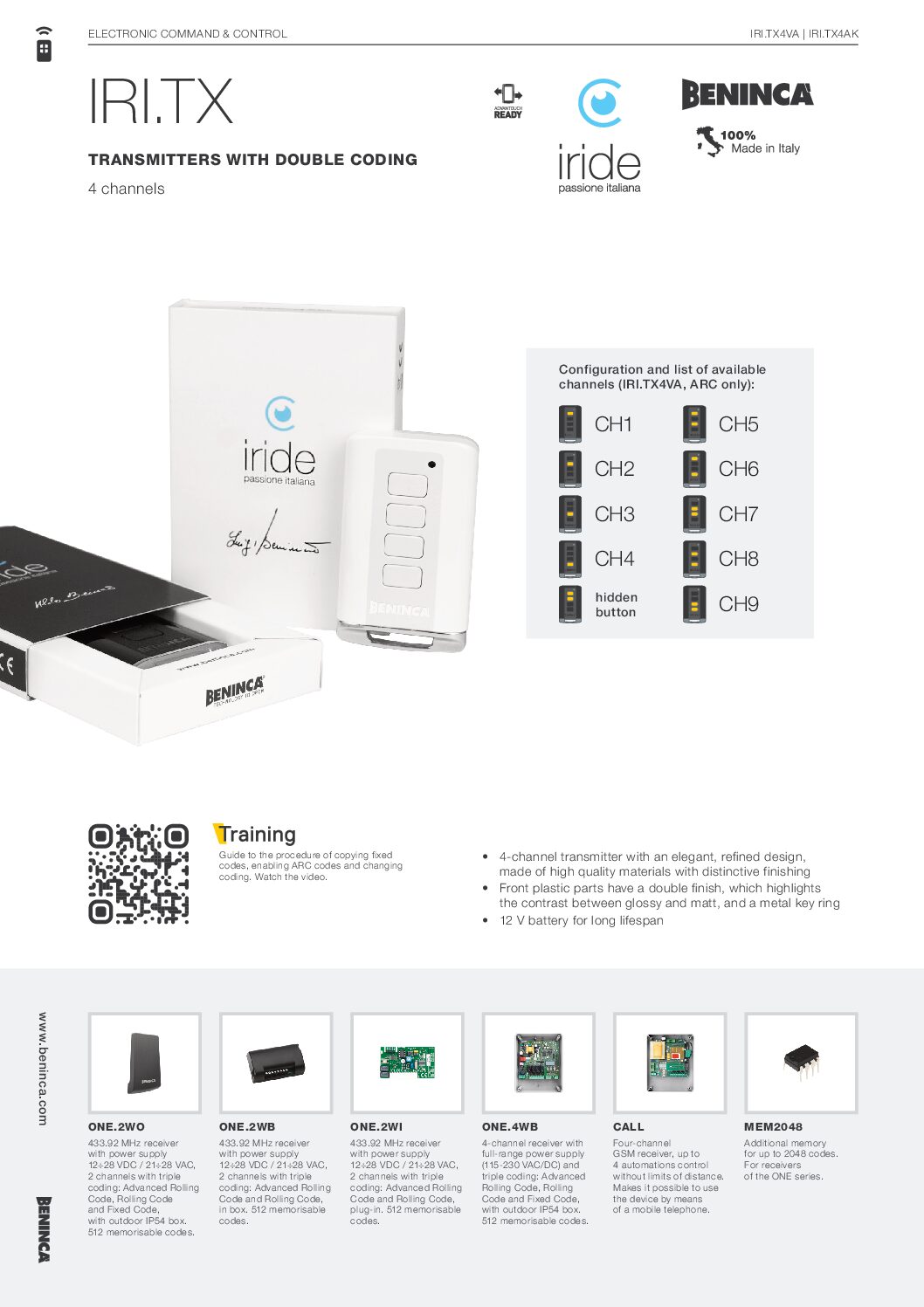 Beninca IRI.TX Datasheet