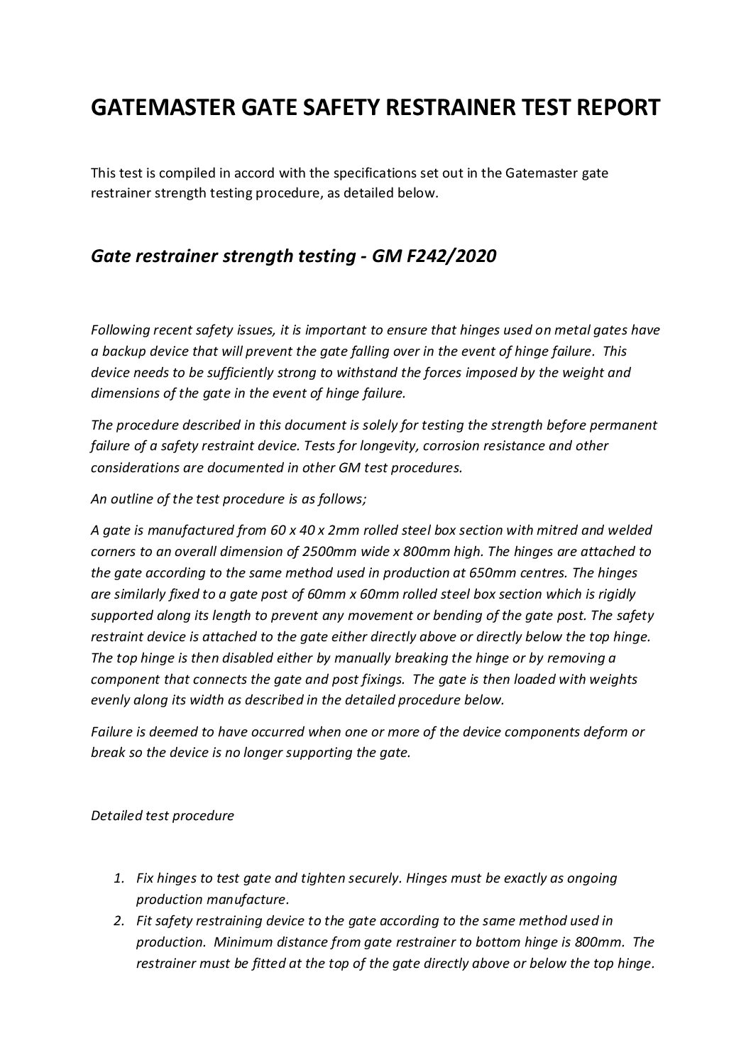 Gatemaster GRS03 Test report