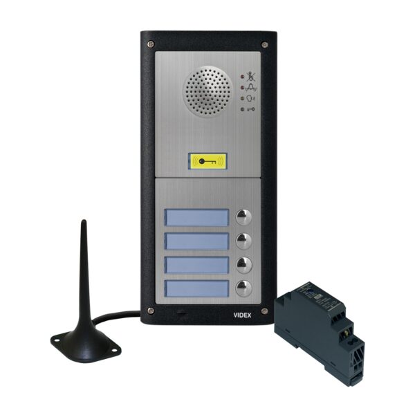 Videx GSM4K-4/M/4G four station flush 4G GSM intercom without keypad matt finish