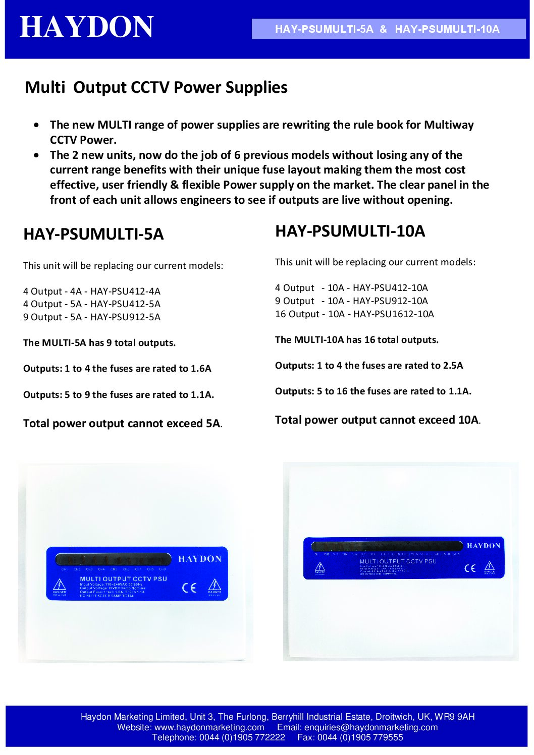 Haydon Multi 9 Output PSU Datasheet