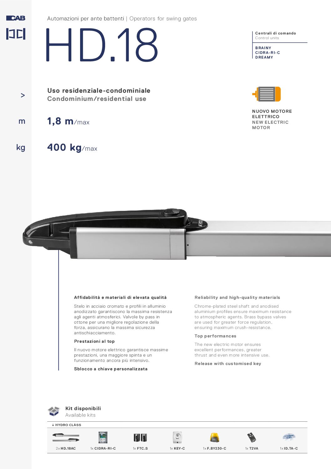 CAB Hydro 230v 1.8m Datasheet