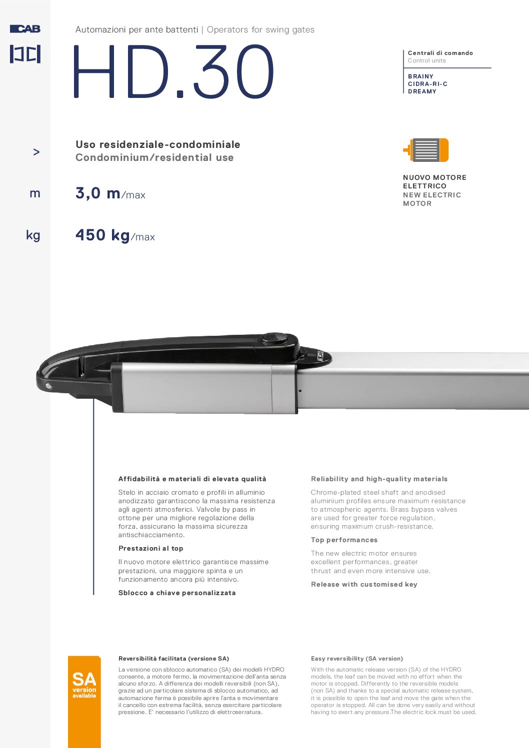 CAB Hydro 230v 3m Datasheet