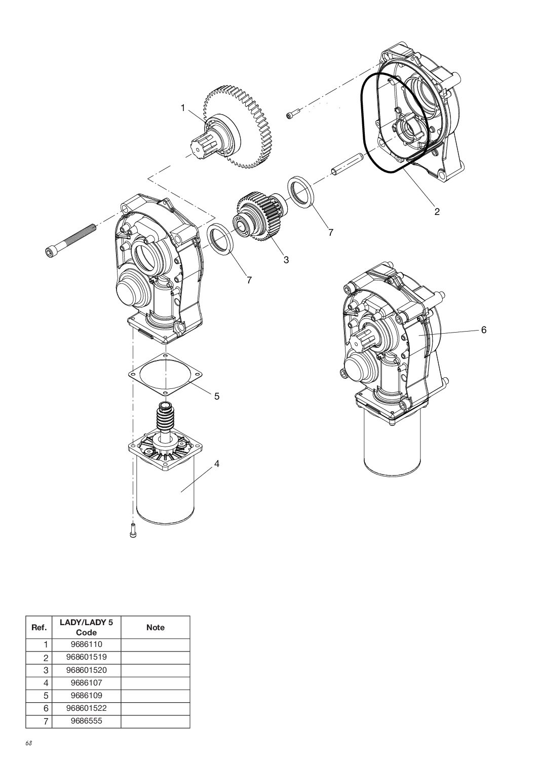 Beninca Lady.4 Exploded Diagram