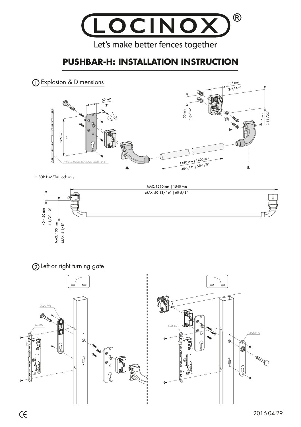 Locinox PUSHBAR-H Manual