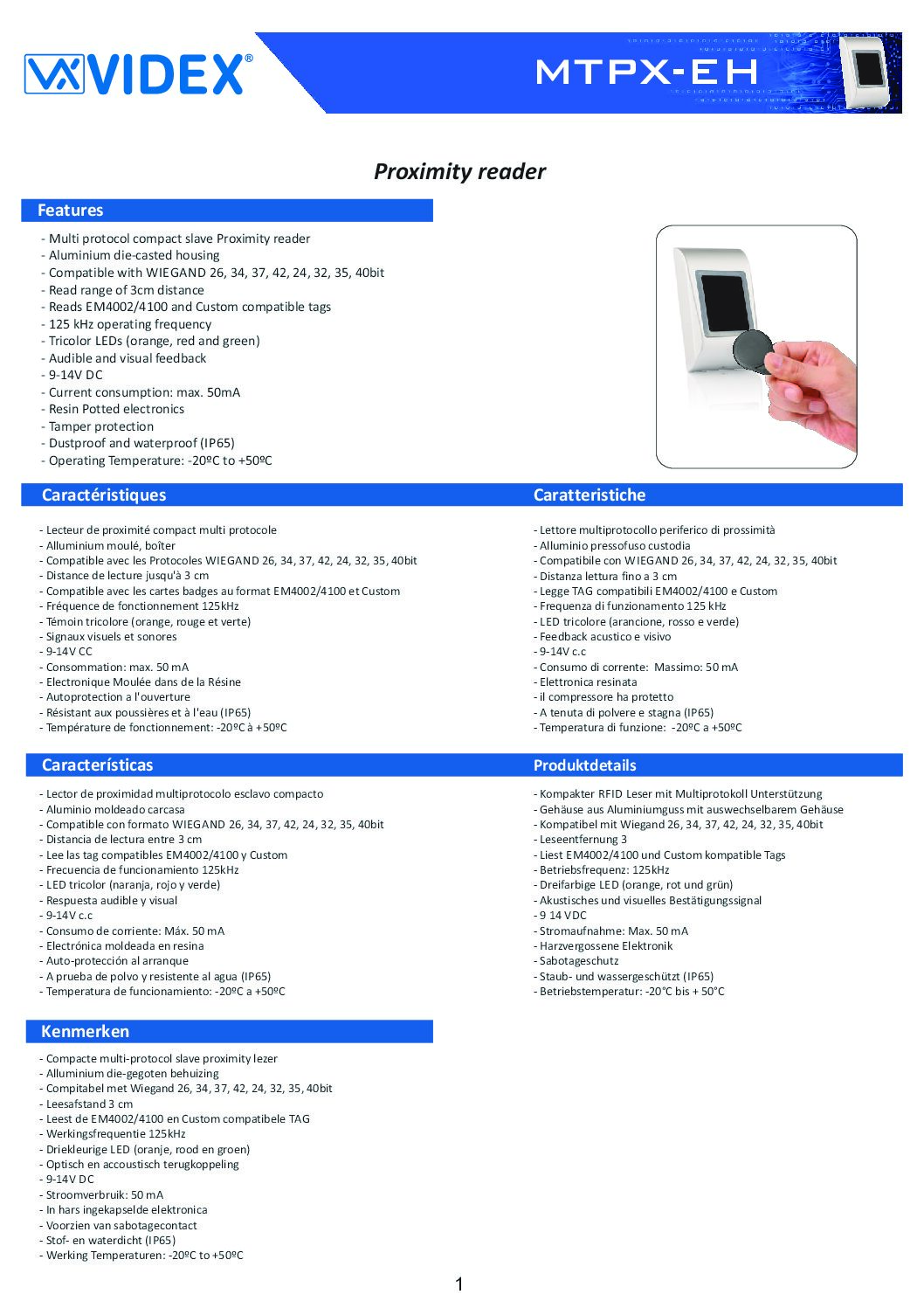 Videx MTPXS-EH Manual