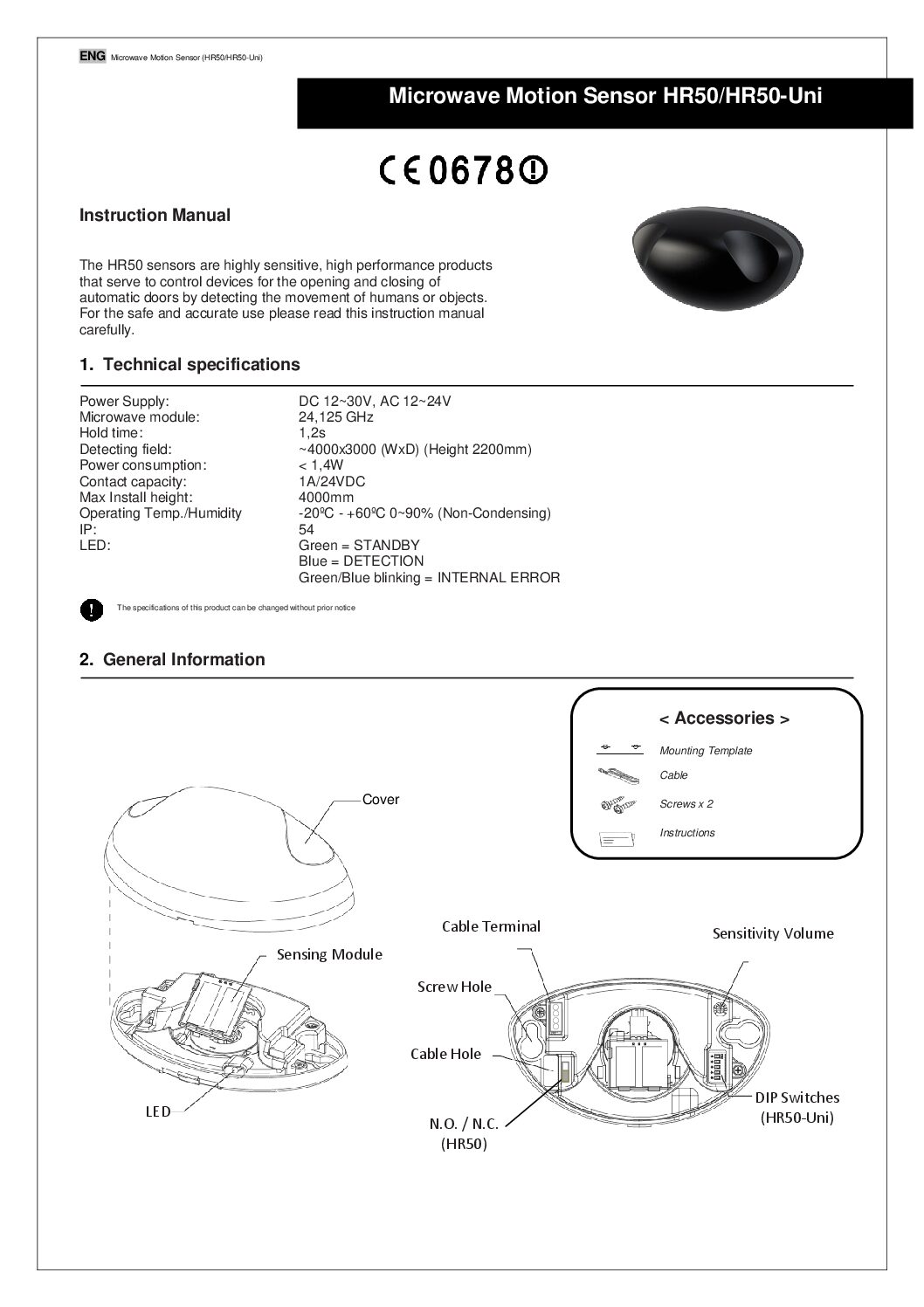 CDVI DWHR50-UNI Manual