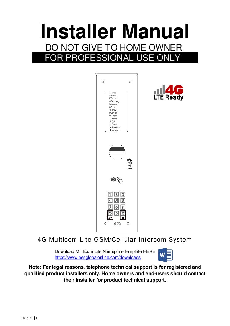 AES Cellcom Lite Quick start guide