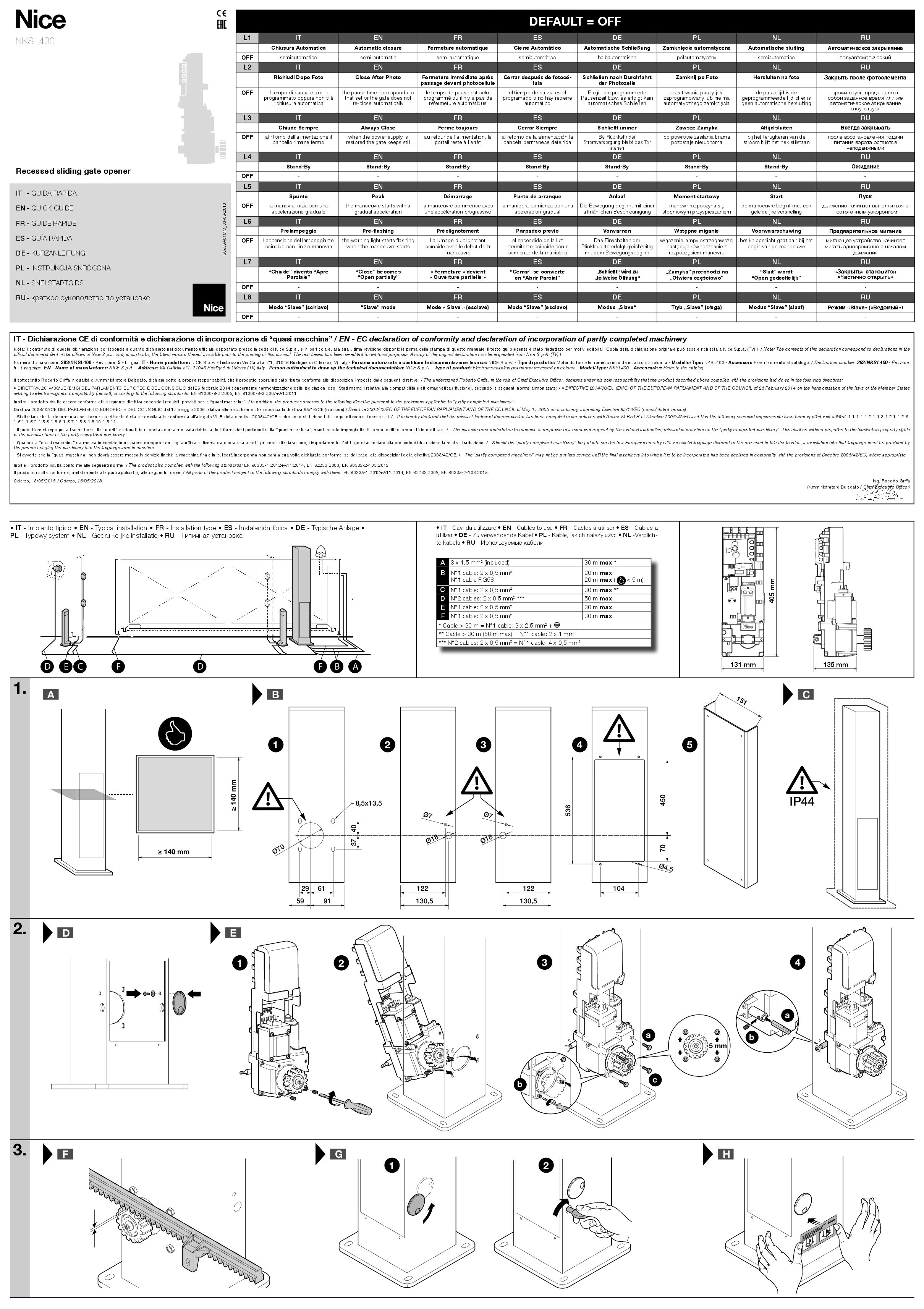 Nice SLH Quick Guide