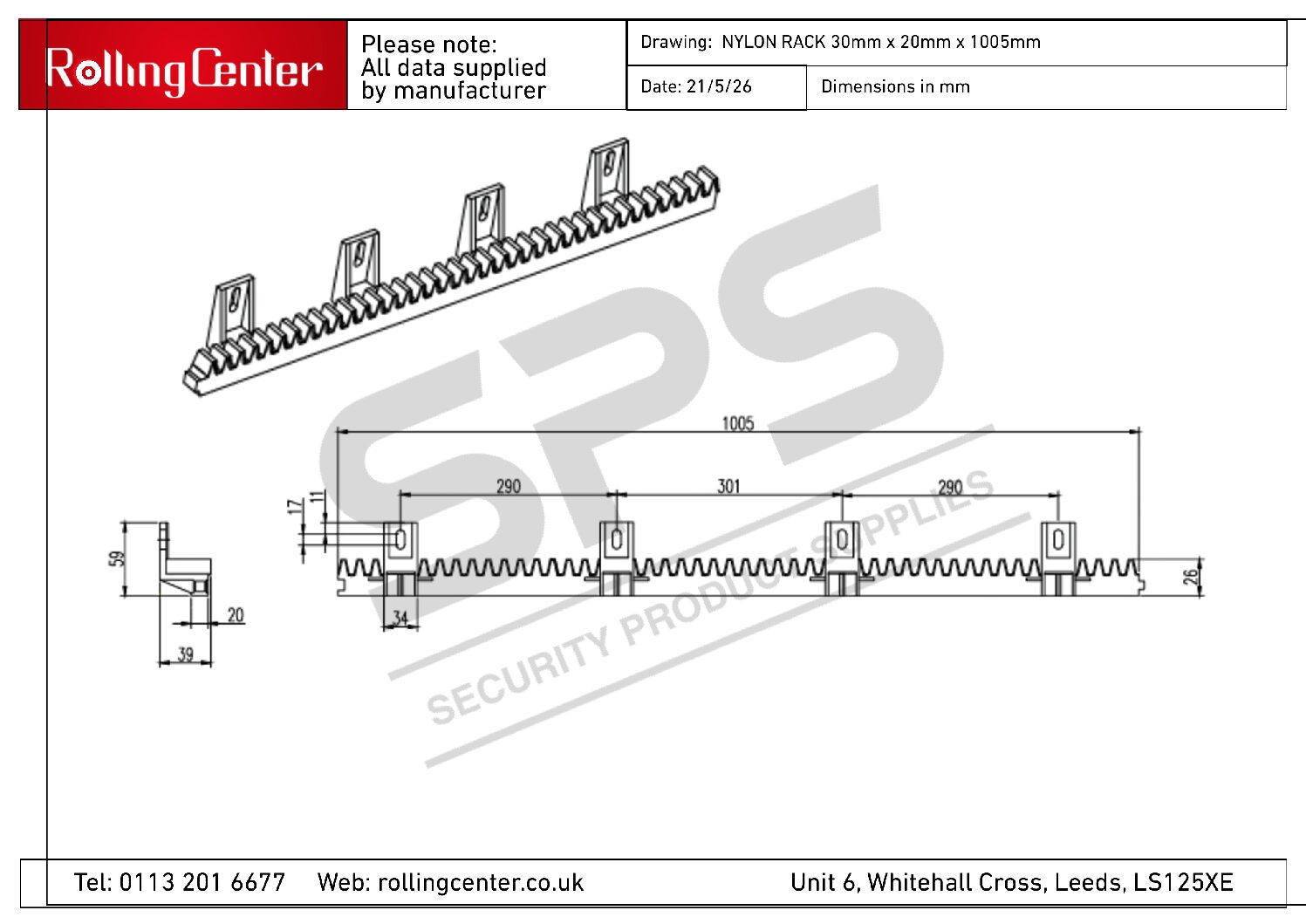 SPS Nylon Rack Drawing
