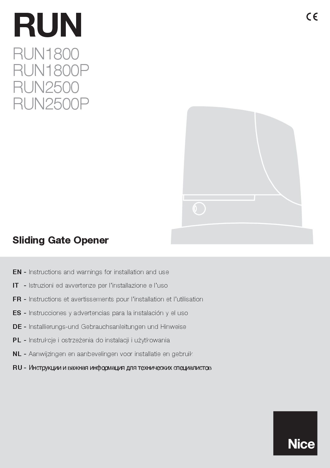 Nice Run 2500A Manual