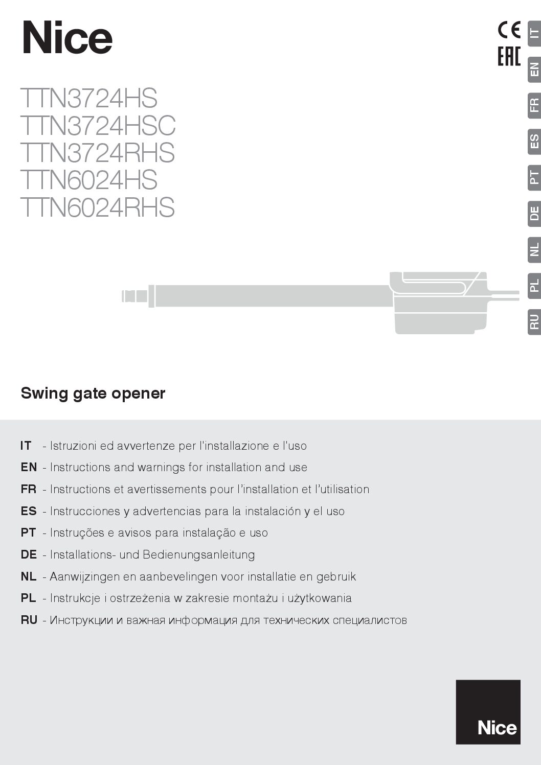 Nice Titan HS Manual