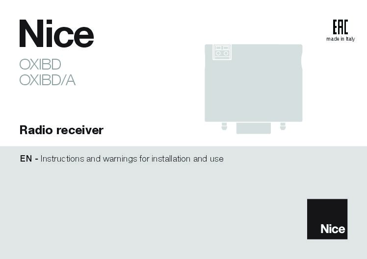 Nice OXIBD Manual