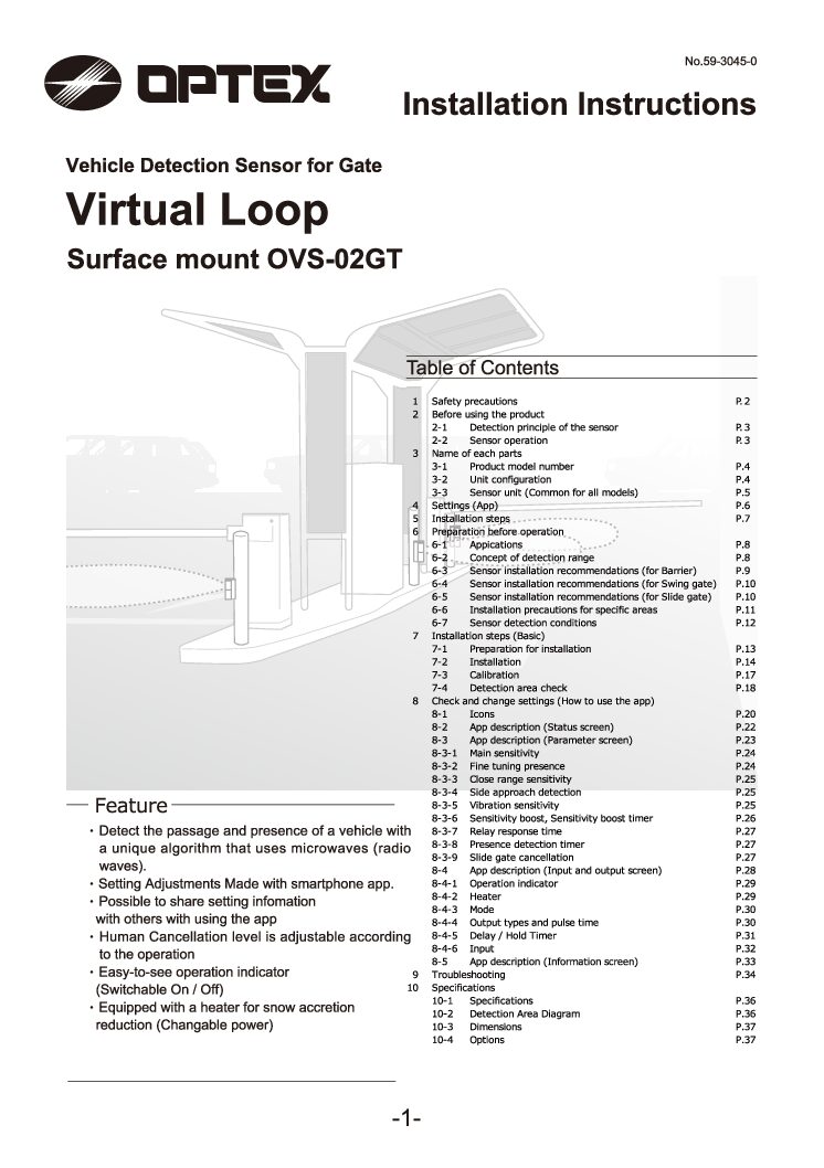 Optex OVS-02GT Manual