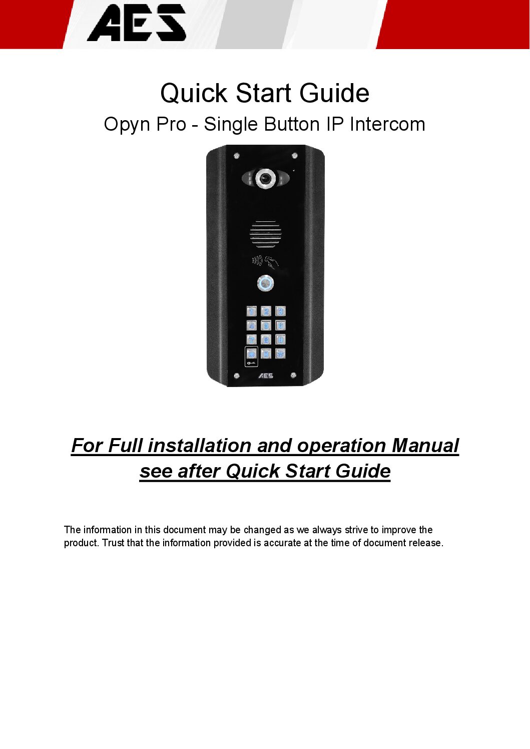 AES Opyn Pro Manual