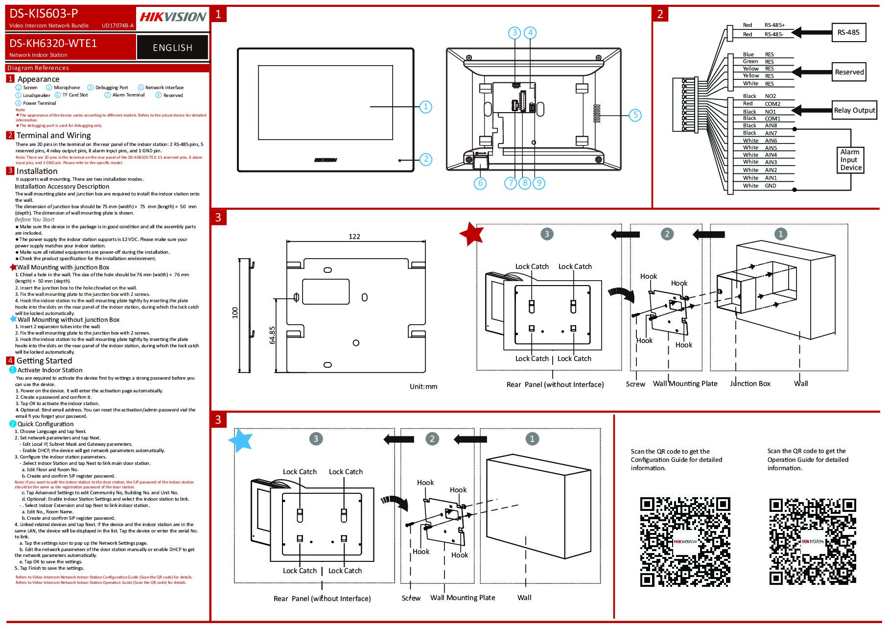 Hikvision DS-KIS603 Quick start guide