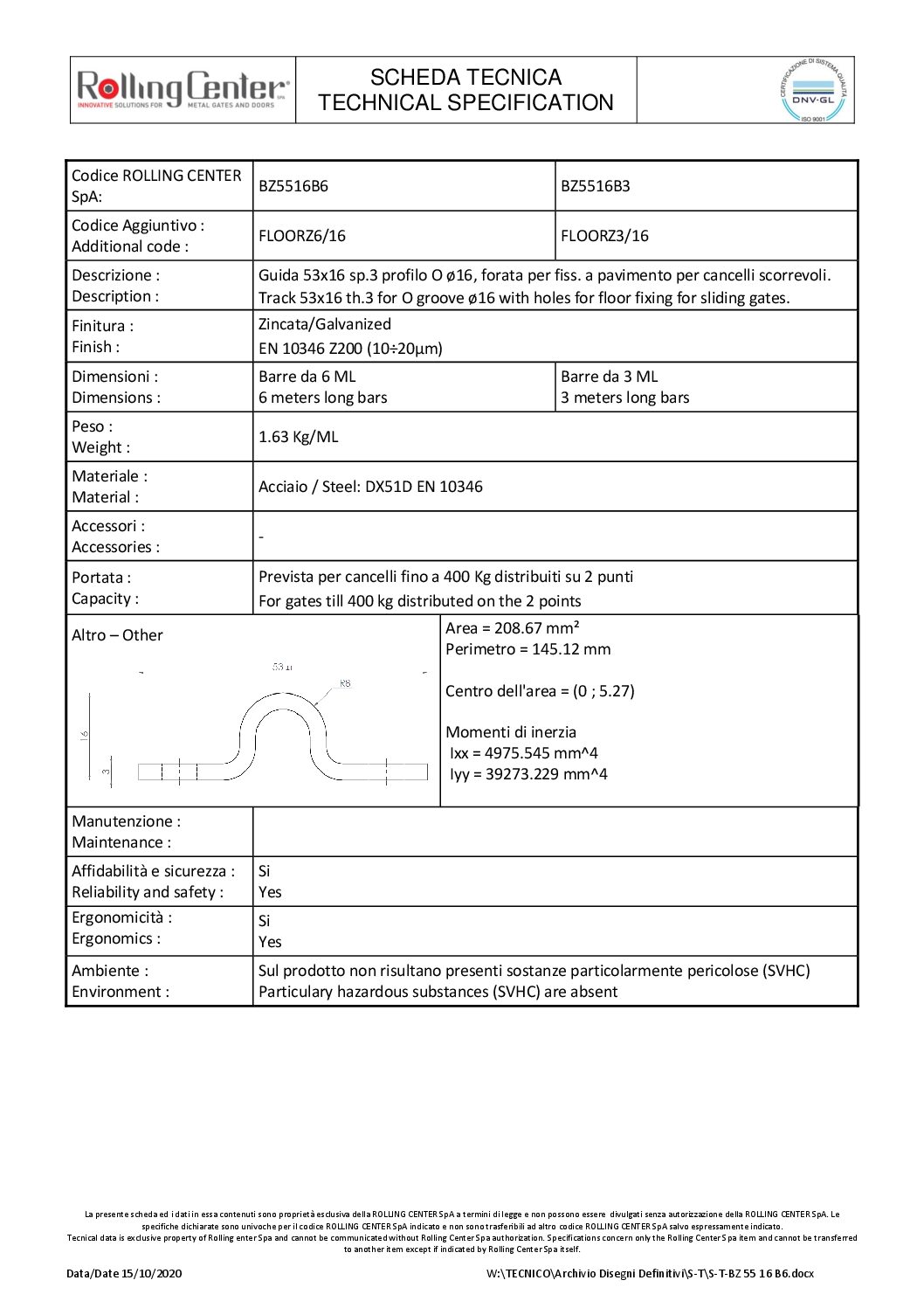Floorz3/16 Technical data sheet