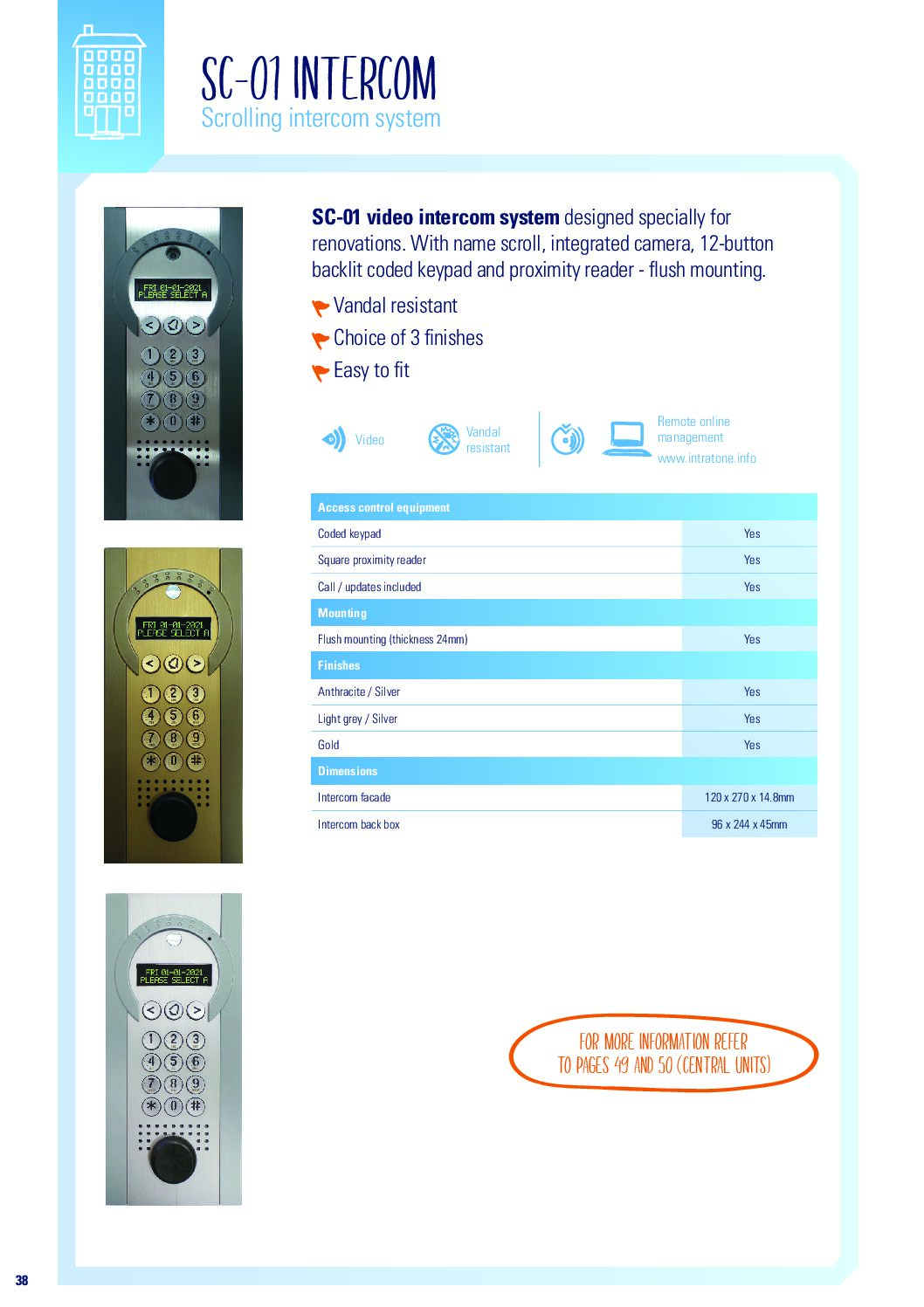 Intratone SC-01 Datasheet
