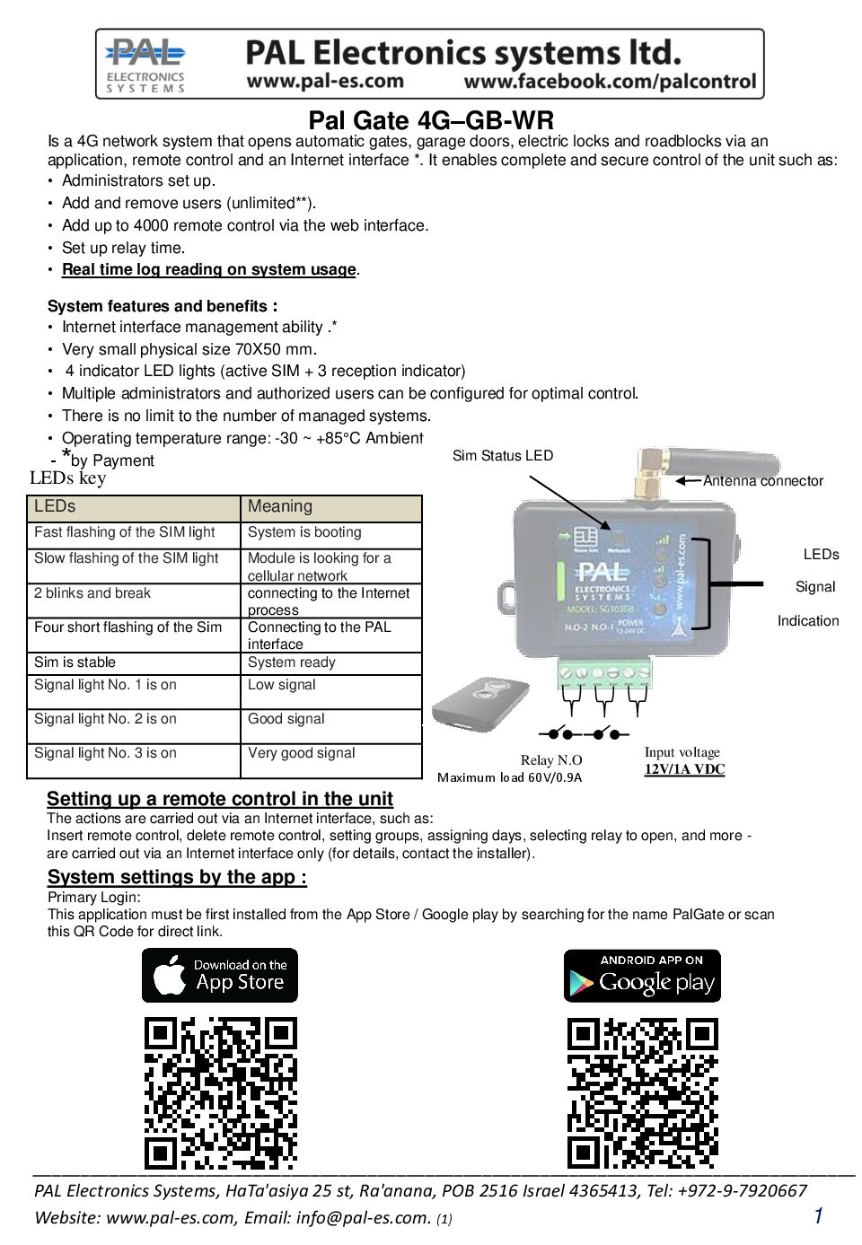 PAL SG304GB-WR Manual