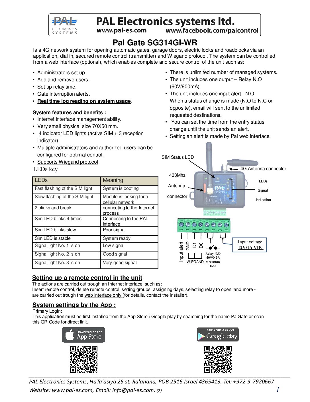 PAL SG314GI-WR Manual