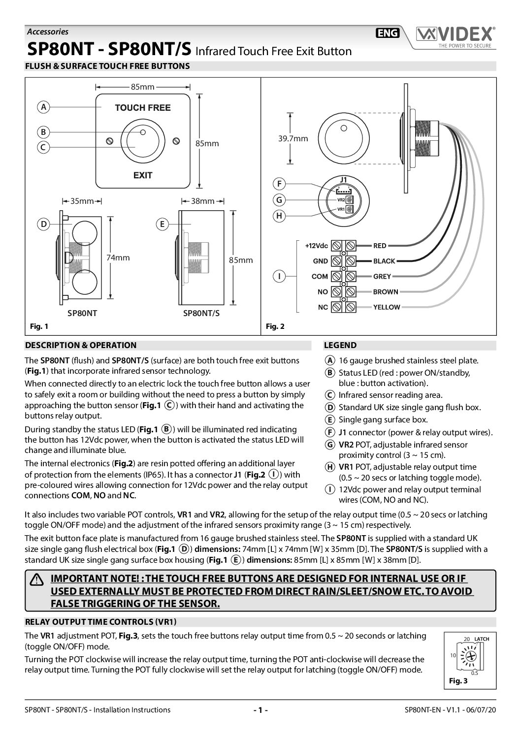 Videx SP80NT/S Manual