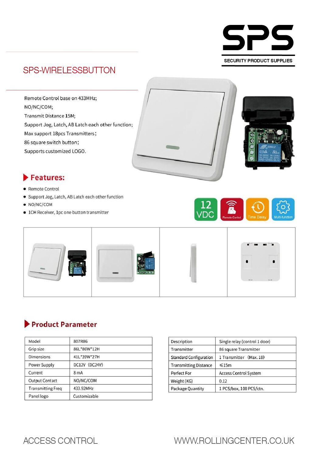 SPS Wireless Button Datasheet