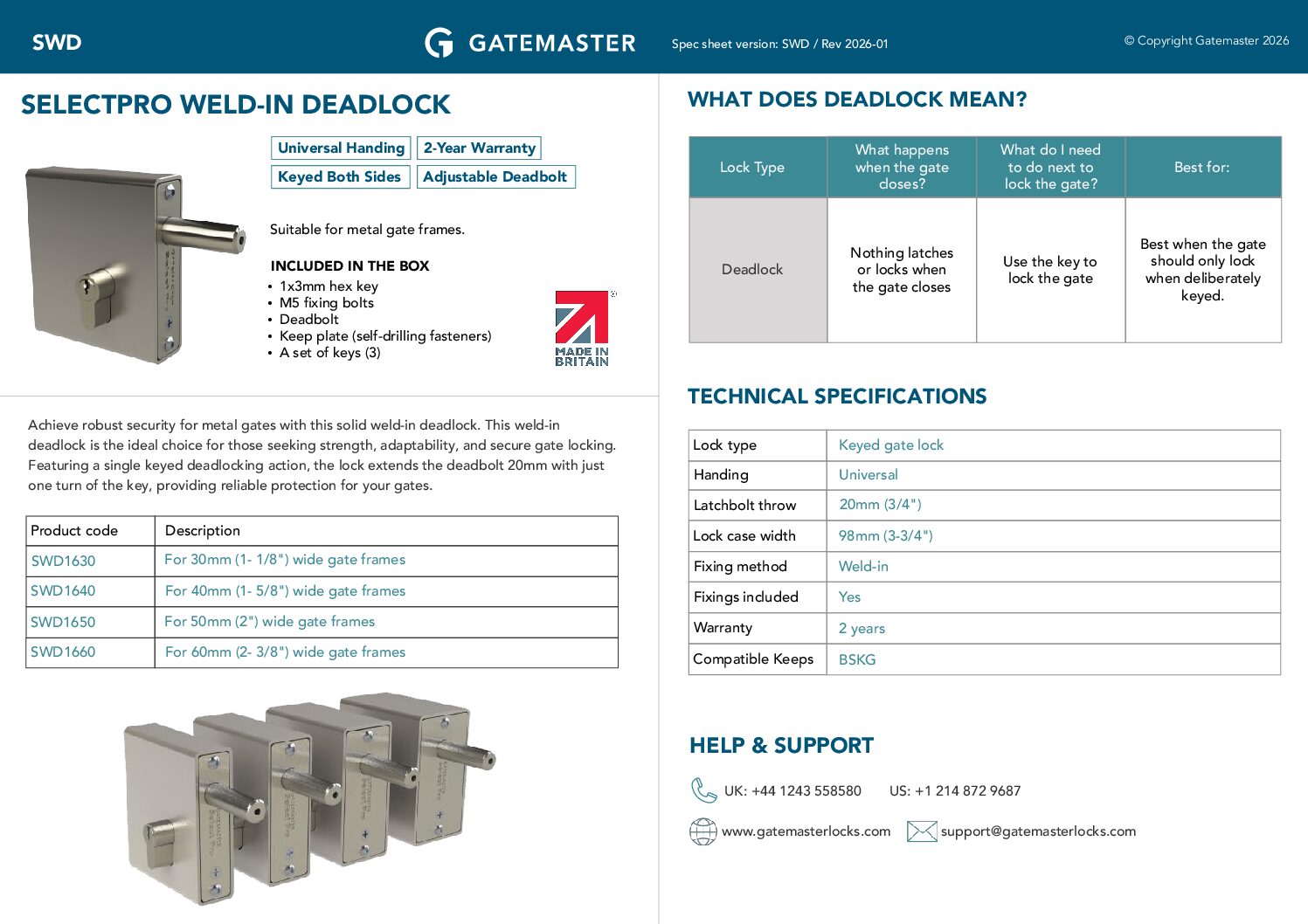 Gatemaster- Weld in keyed deadlock