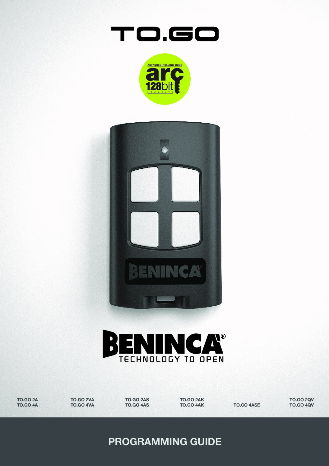Beninca TO.GO Rolling Code Manual