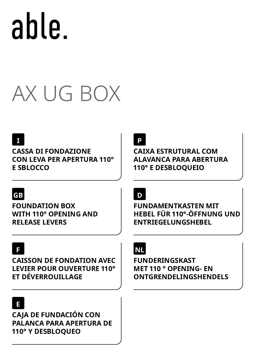 ABLE V2 29Y016 Foundation Box Manual