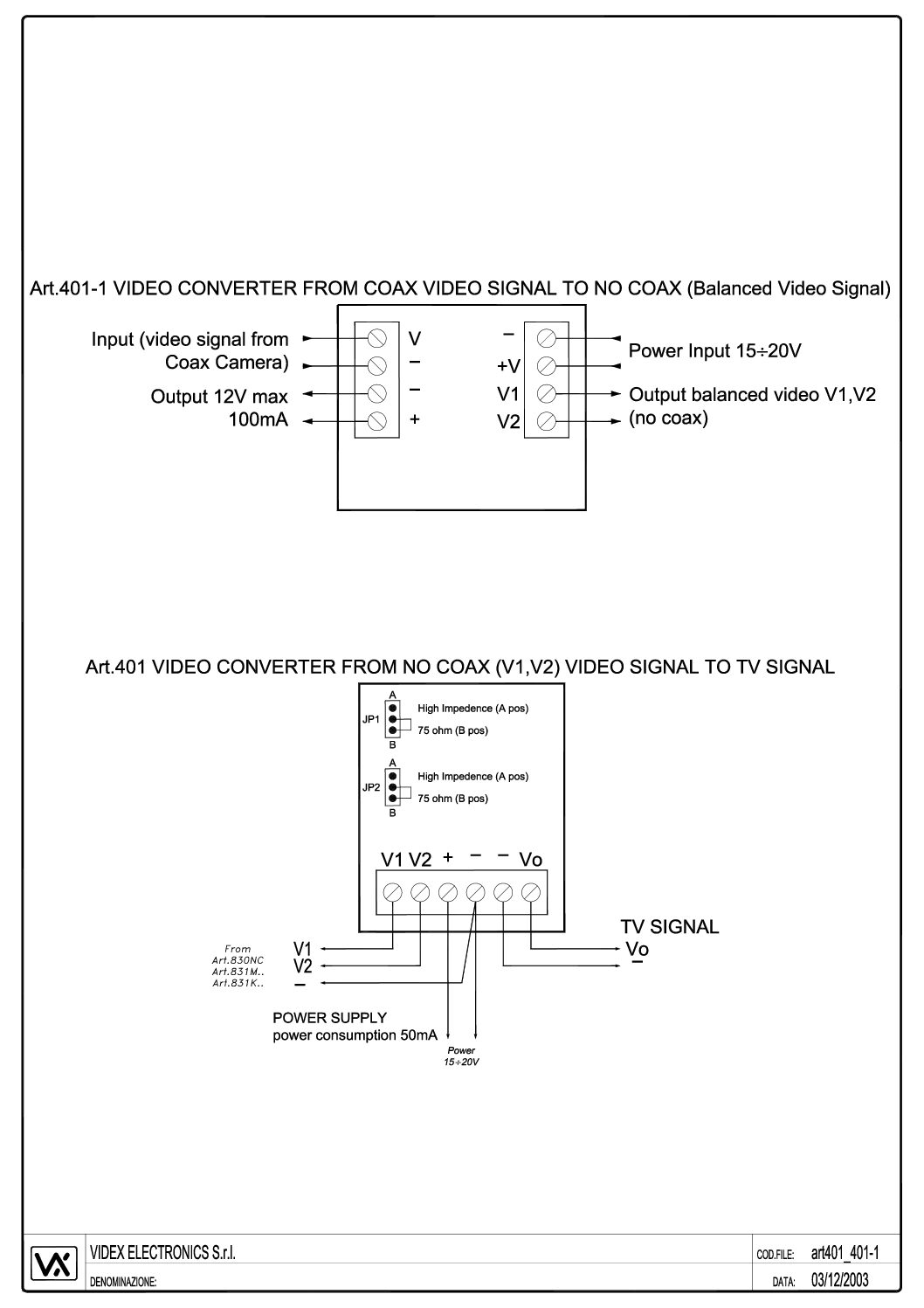 Videx 401 Manual