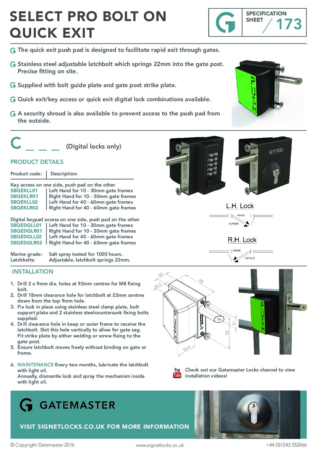 Gatemaster SBQE Specification