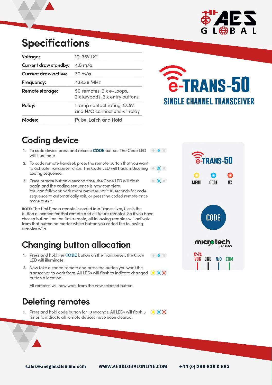AES Etrans 50 coding instructions