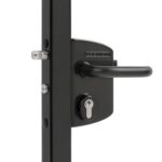 Locinox LAKQ Surface mounted black gate lock for 30-50mm box section with black plain handle