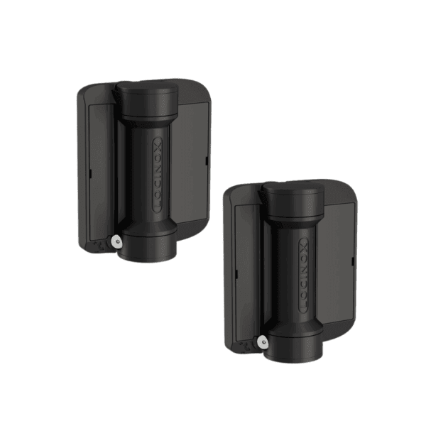 Locinox Pair of SERVAL-SD-R 180° Spring hinges with self drilling mounting screws for round profile