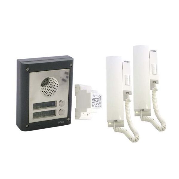 Videx 4K-2/M two station flush audio intercom without keypad matt finish